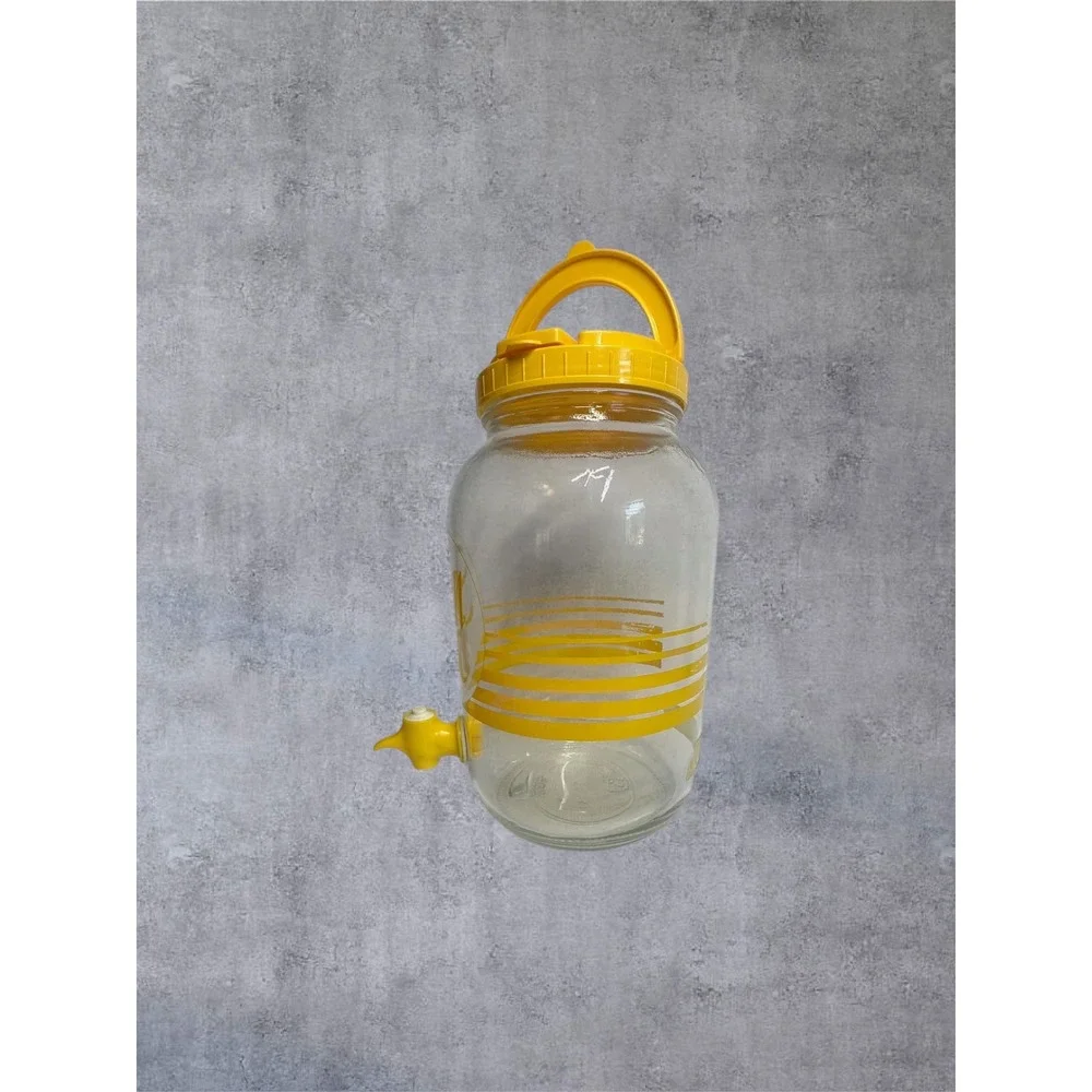 Miner Container Inc Sun Tea Glass Beverage Dispenser Yellow 1 Gallon Retro EXCL